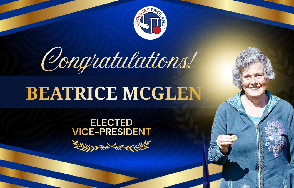 Beatrice McGlen is elected as a Vice-President of Croquet England